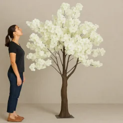6.5ft Artificial Hydrangea Bloom Tree — White, 10 Interchangeable Branches | Customize for Weddings & Events | ModTree™ Collection