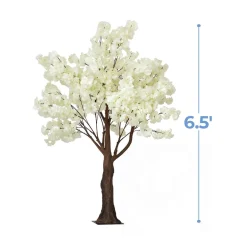 6.5ft Artificial Hydrangea Bloom Tree — White, 10 Interchangeable Branches | Customize for Weddings & Events | ModTree™ Collection