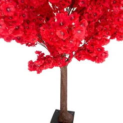 6ft Artificial Hydrangea Bloom Tree — Red, 10 Interchangeable Branches | Customize for Weddings & Events | ModTree™ Collection