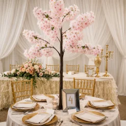 4.5ft Artificial Hydrangea Bloom Tabletop Centerpiece Tree — Blush / Light Pink / Pink | ModTree™ Collection