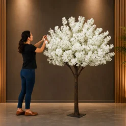 6ft Artificial Hydrangea Bloom Tree — White, 10 Interchangeable Branches | Customize for Weddings & Events | ModTree™ Collection