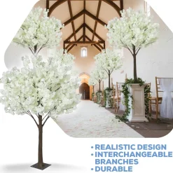 6ft Artificial Hydrangea Bloom Tree — White, 10 Interchangeable Branches | Customize for Weddings & Events | ModTree™ Collection