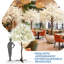 9ft Artificial Hydrangea Bloom Tree — White, 19 Interchangeable Branches| ModTree™ Collection