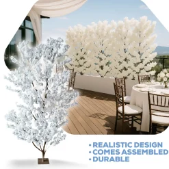 8ft Artificial Hydrangea Tree — White, 10 Interchangeable Branches | Customize for Weddings & Events | ModTree™ Collection
