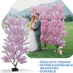 8ft Artificial Hydrangea Tree — Light Pink / Pink, 10 Interchangeable Branches | Customize for Weddings & Events | ModTree™ Collection