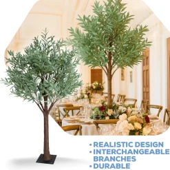 6ft Artificial Olive Leaf Tree — Green, 10 Interchangeable Branches | Customize for Weddings & Events | ModTree™ Collection