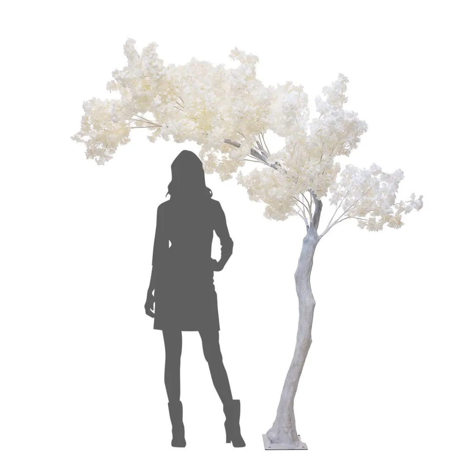 9ft Artificial Plumeria White Trunk Tree — White, 14 Interchangeable Branches | Customize for Weddings & Events | ModTree™ Collection