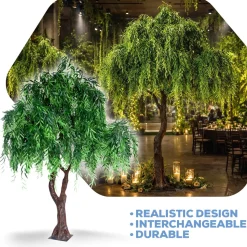 10ft Artificial Willow Tree — Green, 20 Interchangeable Branches | Customize for Weddings & Events | ModTree™ Collection