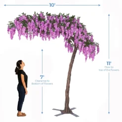 11ft Artificial Wisteria Tree - Light Purple / Purple, 25 Interchangeable Branches | ModTree™ Collection