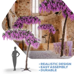 11ft Artificial Wisteria Tree - Light Purple / Purple, 25 Interchangeable Branches | ModTree™ Collection