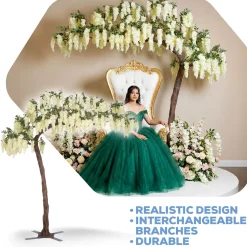 11ft Artificial Wisteria Tree — White, 25 Interchangeable Branches | ModTree™ Collection