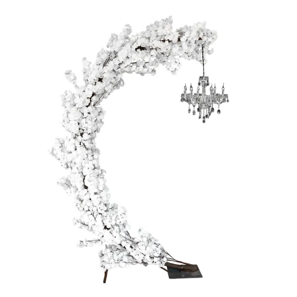 10ft Chandelier Hanger Arch — White, 17 Interchangeable Hydrangea Branches | Customize for Weddings & Events | ModTree™ Collection