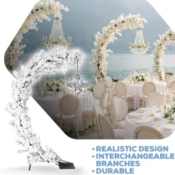 10ft Chandelier Hanger Arch — White, 17 Interchangeable Hydrangea Branches | Customize for Weddings & Events | ModTree™ Collection