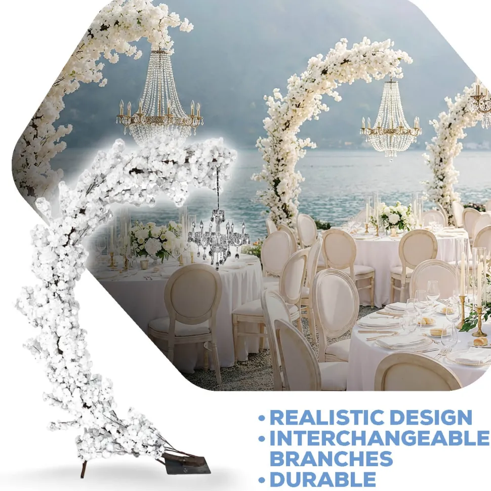 10ft Chandelier Hanger Arch — White, 17 Interchangeable Hydrangea Branches | Customize for Weddings & Events | ModTree™ Collection