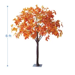 6FT Fall Leaf Tree for Wedding & Event Decor – 10 Interchangeable Branches – Artificial Autumn Tree with Orange & Burgundy Foliage