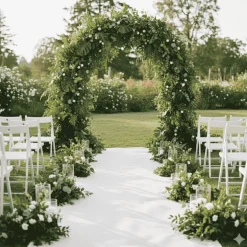8ft Gold Metal Dome Wedding Arch – Heavy-Duty 3D Floral & Balloon Backdrop Stand