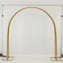 8ft Gold Metal Dome Wedding Arch – Heavy-Duty 3D Floral & Balloon Backdrop Stand