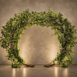 8ft Green Round Eucalyptus Leaf Wedding Ceremony Arch w/ Interchangeable Branches | ModTree™ Collection