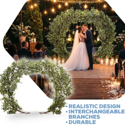 8ft Green Round Eucalyptus Leaf Wedding Ceremony Arch w/ Interchangeable Branches | ModTree™ Collection
