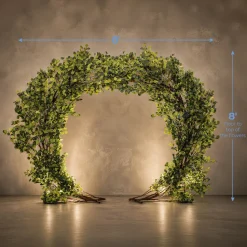8ft Green Round Eucalyptus Leaf Wedding Ceremony Arch w/ Interchangeable Branches | ModTree™ Collection