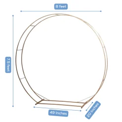7.5ft Heavy Duty Gold Metal Double Hoop Wedding Arch – Round Photo Backdrop & Floral Balloon Frame