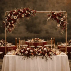 3.5ft H x 6.5ft W – Gold Metal Over-the-Table Rod Stand with Adjustable Hanging Bar & Clamps