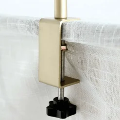 3.5ft H x 6.5ft W – Gold Metal Over-the-Table Rod Stand with Adjustable Hanging Bar & Clamps