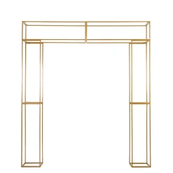 8ft H x 6.6ft W - Heavy Duty Gold Metal 3D Rectangular Wedding Arch – Floral & Balloon Backdrop Frame