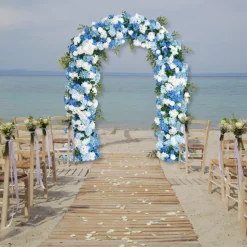 8ft LUXE Blue & White Rose & Hydrangea Floral Arch with optional frame