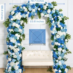 8ft LUXE Blue & White Rose & Hydrangea Floral Arch with optional frame