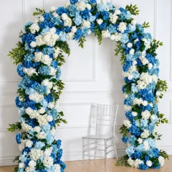 8ft LUXE Blue & White Rose & Hydrangea Floral Arch with optional frame
