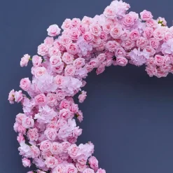 8ft LUXE Pink Rose & Hydrangea Heart Shaped Floral Arch with optional frame