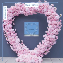 8ft LUXE Pink Rose & Hydrangea Heart Shaped Floral Arch with optional frame