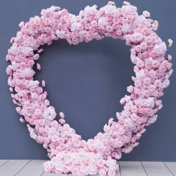 8ft LUXE Pink Rose & Hydrangea Heart Shaped Floral Arch with optional frame