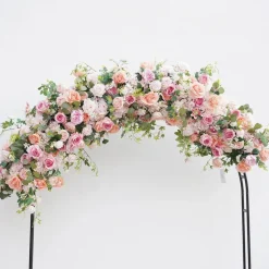 8ft LUXE Pink Rose, Peony & Green Eucalyptus Leaf Mixed Floral Arch with Optional Frame