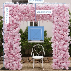 8ft LUXE Pink Rose & Wisteria Square Floral Arch with Optional Pipe Kit Frame