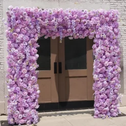 8ft LUXE Purple Wisteria Square Floral Arch with Optional Pipe Kit Frame