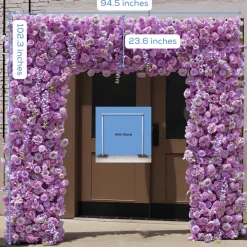 8ft LUXE Purple Wisteria Square Floral Arch with Optional Pipe Kit Frame