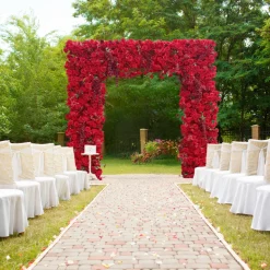 8ft LUXE Red Rose & Wisteria Square Floral Arch with Optional Pipe Kit Frame