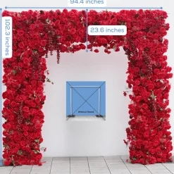 8ft LUXE Red Rose & Wisteria Square Floral Arch with Optional Pipe Kit Frame