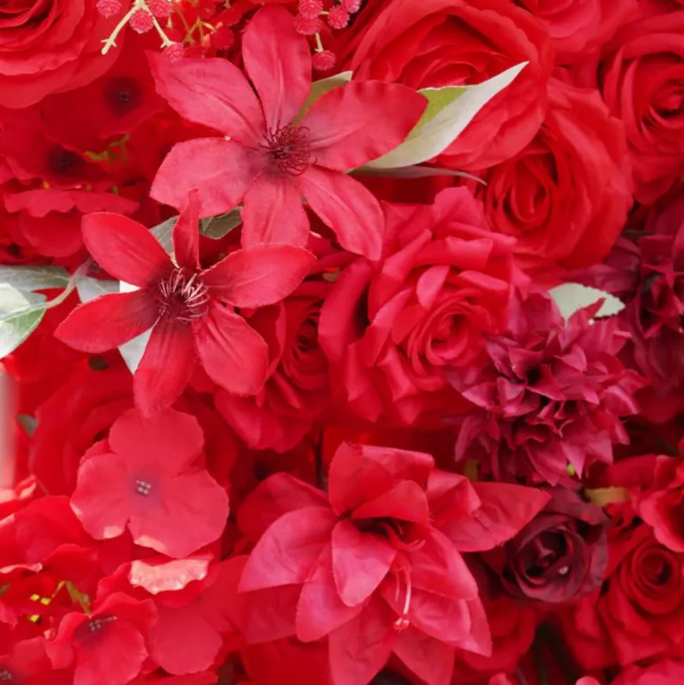 8ft LUXE Red Rose & Wisteria Square Floral Arch with Optional Pipe Kit Frame