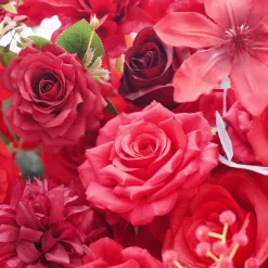 8ft LUXE Red Rose & Wisteria Square Floral Arch with Optional Pipe Kit Frame