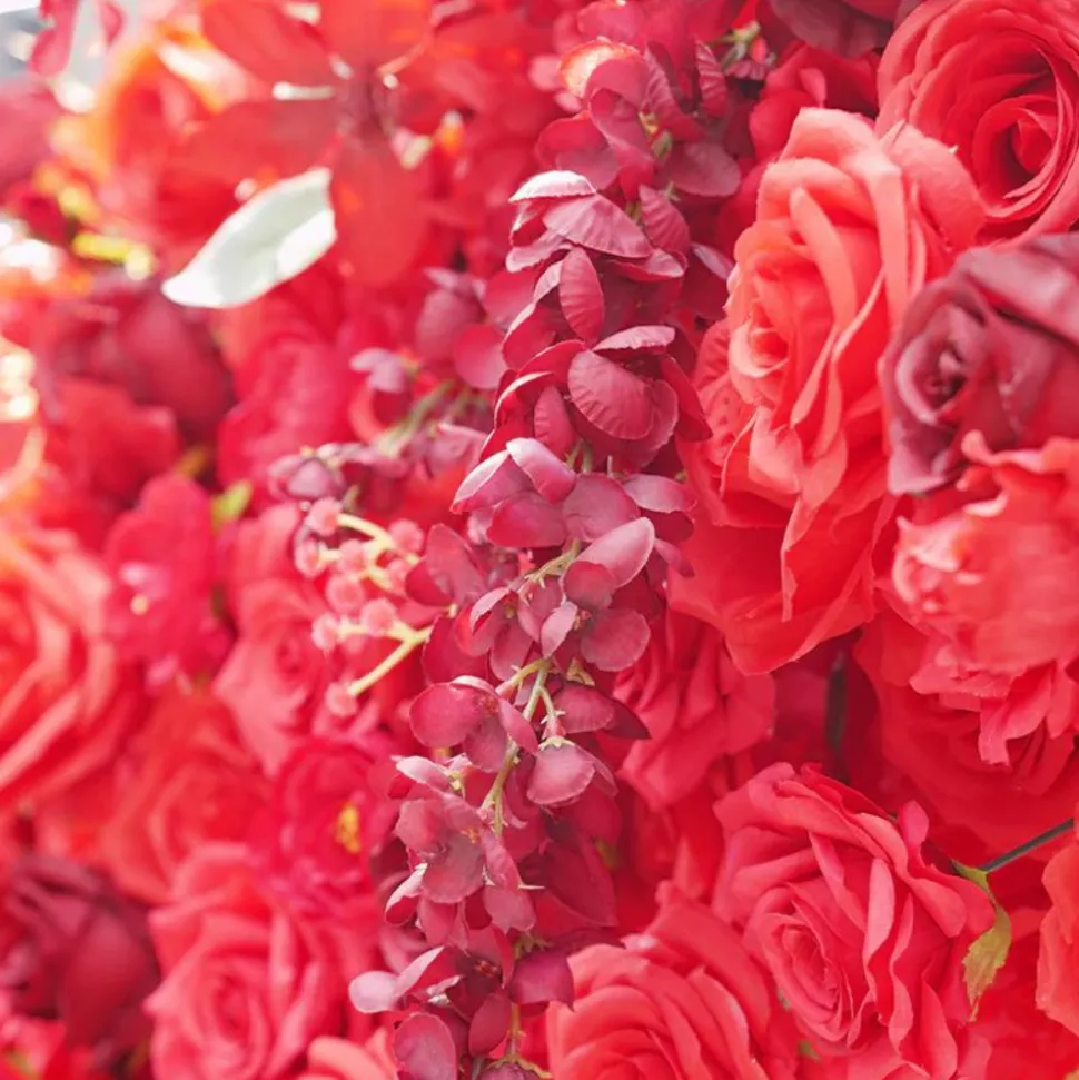 8ft LUXE Red Rose & Wisteria Square Floral Arch with Optional Pipe Kit Frame