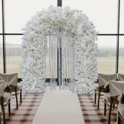 8ft LUXE White Cherry Blossom & Hanging Wisteria Floral Arch with Optional Frame
