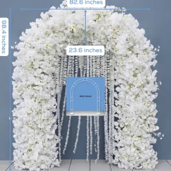 8ft LUXE White Cherry Blossom & Hanging Wisteria Floral Arch with Optional Frame