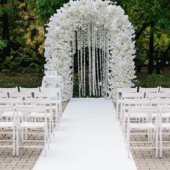 8ft LUXE White Cherry Blossom & Hanging Wisteria Floral Arch with Optional Frame