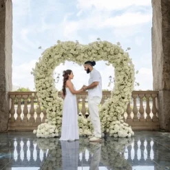 7ft LUXE White Hydrangea Heart Shaped Floral Arch with Optional Frame