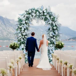 8ft LUXE White Rose & Green Eucalyptus Leaf Floral Arch with optional frame