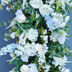 8ft LUXE White Rose & Green Eucalyptus Leaf Floral Arch with optional frame