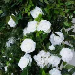 8ft LUXE White Rose, Green Willow Leaf & Wisteria Mixed Square Floral Arch with Optional Pipe Kit Frame